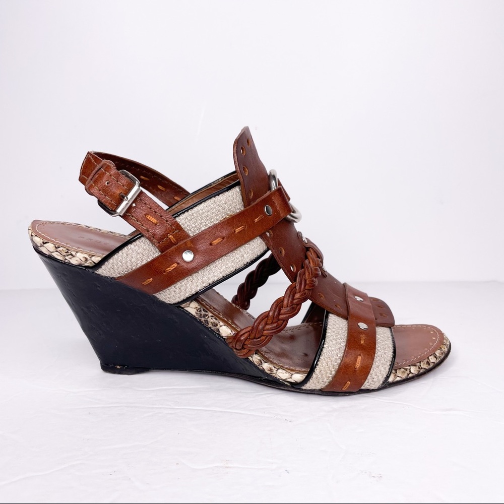 PROENZA SCHOULER Leather Gladiator Strap Wedge Heels